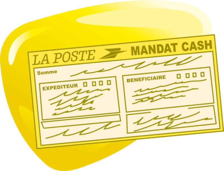 Règlement par mandat postal envoyer de l'argent cash par la Poste